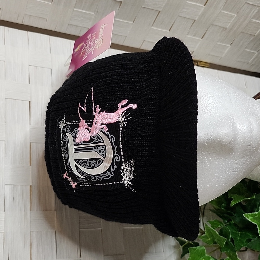 👉*NWT* TINKERBELL BLACK KNIT BEANIE HAT WITH VISOR ~ADORABLE DISNEY